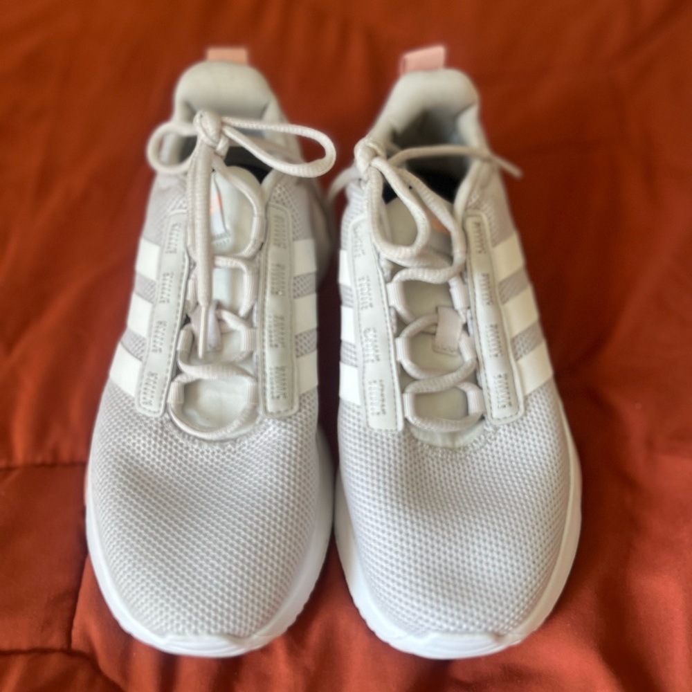 Adidas Kids White and Light Gray Sneakers